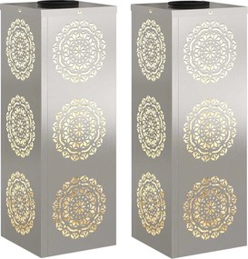 vidaXL Ηλιακό LED Φως Δρόμου 2 pcs Ασημί Ανοξείδωτο ατσάλι