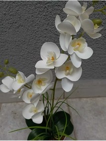 Stewehome Σετ 2 τεμαχίων λευκή υγρή ορχιδέα τεχνητό λουλούδι σε γλάστρα για τη γιορτή της μητέρας Λευκό