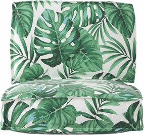 vidaXL Σετ Μαξιλαριών Πάγου 2 pcs Πράσινο Φύλλο Σχέδιο Ύφασμα Όξφορντ