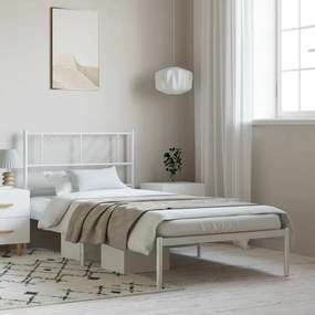 vidaXL Πλαίσιο Κρεβατιού με Κεφαλάρι Λευκό 100 x 200 εκ. Μεταλλικό