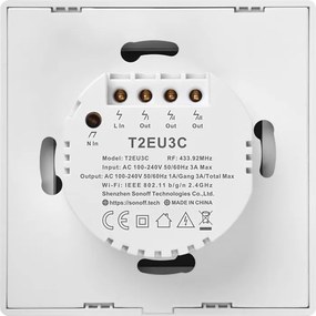 SONOFF smart διακόπτης ΤΧ-T2EU3C, αφής, Wi-Fi, τριπλός, λευκός