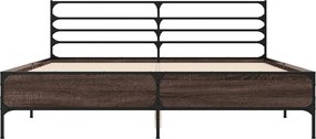 vidaXL Πλαίσιο Κρεβατιού Καφέ Δρυς 150x200 εκ. Επεξ. Ξύλο &amp; Μέταλλο