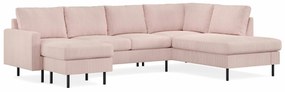 Γωνιακός Καναπές Seattle N104, Dusty pink, 268x189x80cm, 100 kg, Πόδια: Μέταλλο | Epipla1.gr