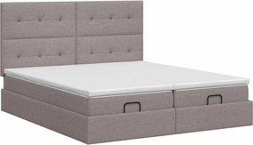 vidaXL Κρεβάτι Ottoman με στρώμα με κεφαλάρι 2 τεμ. Taupe Ύφασμα