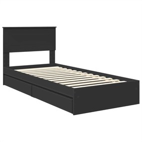vidaXL Κρεβάτι Αποθήκης Μαύρο 90 x 190 cm Επεξεργασμένο ξύλο