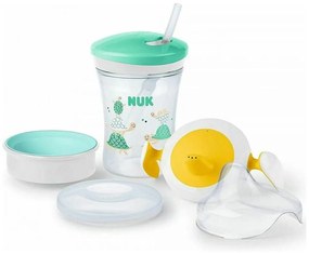 Ποτηράκι Παιδικό Action Cup 10255398 230ml 6 Μηνών + Με Ανταλλακτικά Στόμια Green-Yellow Nuk 230ml Πλαστικό