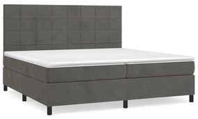 vidaXL Κρεβάτι Boxspring με Στρώμα Σκούρο Γκρι 200x200 εκ. Βελούδινο