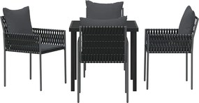 vidaXL Σέτ φαγητού για κήπο 5 pcs Μαύρο και Γκρι Ράτα PE