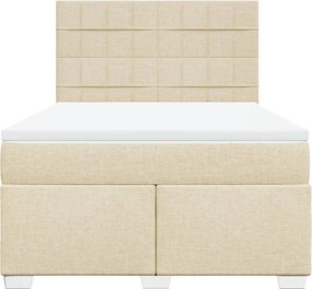 vidaXL Κρεβάτι Boxspring με Στρώμα Κρεμ 140x200 εκ. Υφασμάτινο
