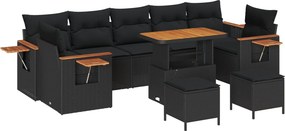 vidaXL Σετ Καναπέ Κήπου 10 pcs Μαύρο συνθετικό ρατάν