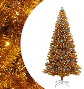 vidaXL Χριστουγεννιάτικο Δέντρο με 300 LED με βάση Χρυσό 240 cm PET