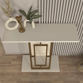 Κονσόλα Alderas Megapap χρώμα sandstone - travertine - χρυσό 90x29,6x76,8εκ.
