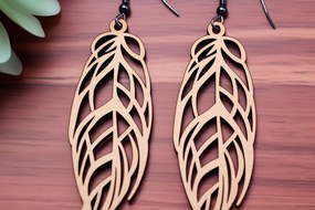 Σετ των 3 Intra απο ξύλο plywood 3mm-4mm πάχος Ξύλινο σκουλαρίκι Boho σε σχήμα φτερού Δίασταση 3x3 cm INTRAFABR-91670442