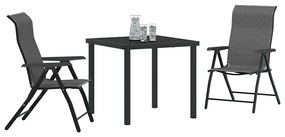 vidaXL Σέτ φαγητού για κήπο Ρυθμιζόμενο ύψος 3 pcs Γκρι Πολυ ράταν