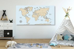 Εικόνα μπεζ παγκόσμιου χάρτη σε μπλε φόντο