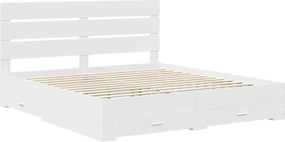 vidaXL Σκελετός Κρεβατιού Λευκό 200 x 200 cm Επεξεργασμένο ξύλο