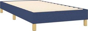 vidaXL Κρεβάτι Boxspring με Στρώμα &amp; LED Μπλε 90x190 εκ. Υφασμάτινο