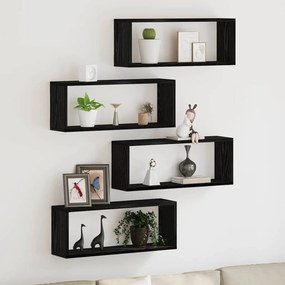 vidaXL Ράφια Τοίχου 4 τμχ. Μαύρη Οξυά 60 x 15 x 23 cm