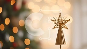 Intra Συλλεκτικό Ξύλινο Παζλ Plywood 4mm - Gold Star Topper σε φόντο χριστουγεννιάτικου δέντρου Σε Ξύλινο Κουτί - Διαστάσεις: 10x10 cm – 25 κομμάτια