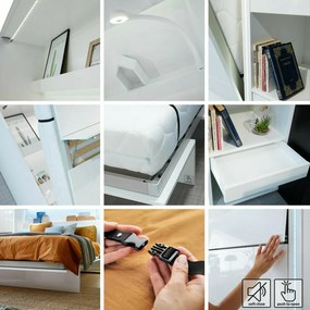 Κρεβάτι - ντουλάπα Concept Pro Lenart AH103, Μονόκλινο, Γκρι, 120x200, Πλαστικοποιημένη μοριοσανίδα, Τάβλες για Κρεβάτι, 131x228x217cm | Epipla1.gr