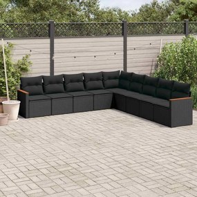 vidaXL Patio Sofa Set 9-θέσια Black