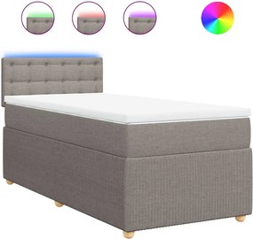 vidaXL Κρεβάτι Boxspring με Στρώμα Taupe 90x190 εκ.Υφασμάτινο