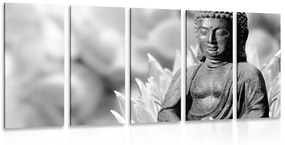 Εικόνα 5 μερών ειρηνικός Βούδας σε ασπρόμαυρο - 100x50