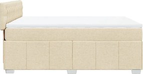 vidaXL Κρεβάτι Boxspring με Στρώμα Κρεμ 140x200 εκ. Υφασμάτινο