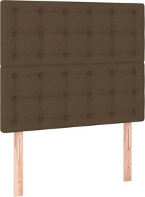 vidaXL Κρεβάτι Boxspring με Στρώμα Σκούρο Καφέ 90x190 εκ. Υφασμάτινο