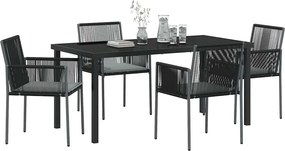 vidaXL Σέτ φαγητού για κήπο 5 pcs Μαύρο Ράτα PE