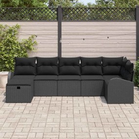 vidaXL Σετ Καναπέ με μαξιλάρι 7 pcs Μαύρο συνθετικό ρατάν