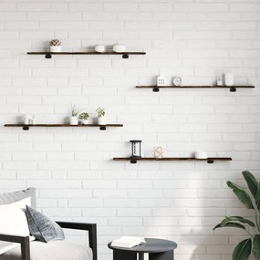 vidaXL Ράφια Τοίχου 4 τεμ. Καπνιστή Δρυς 100x10x1,5 εκ. Επεξεργ. Ξύλο