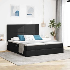 vidaXL LED Κρεβάτι αποθήκευσης με στρώμα Μαύρο 200 x 200 cm Ύφασμα