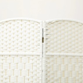 HOMCOM Διαχωριστικό χώρου, 4 πτυσσόμενο διαχωριστικό, σχέδιο πλέξης, ξύλο πεύκου, λευκό