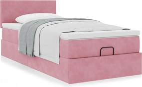 vidaXL Οθωμανικό κρεβάτι με στρώμα ροζ 80x200cm Velvet