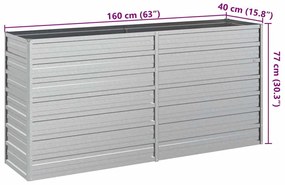 vidaXL Ζαρντινιέρα Υπερυψωμένη Ασημί 160x40x77 εκ. Γαλβανισμ. Χάλυβας