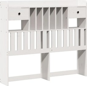 vidaXL Κρεβάτι Βιβλιοθήκη Χωρίς Στρώμα Λευκό 135x190 εκ Μασίφ Πεύκο