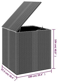 vidaXL Κουτί Μαξιλαριού Κήπου Μαύρο 100x97,5x104 εκ. Ρατάν Πολυαιθ.