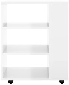 Ντουλάπι Τροχήλατο Γυαλιστ. Λευκό 60x35x75 εκ. από Επεξ. Ξύλο - Λευκό