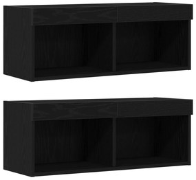 vidaXL Κρεμαστά ράφια 2 τμχ Μαύρη βελανιδιά 40x28,5x40 εκ. Ξύλο Επεξεργασμένης