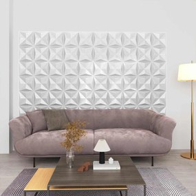 vidaXL Πάνελ τοίχου 48 pcs Οριγκάμι Άσπρο 50 x 50 cm Φελιζόλ XPS