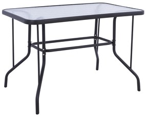 OUTDOOR METALLIC TABLE ADAM  DARK GREY WITH SAFETY GLASS TOP 110Χ60Χ71Hcm.