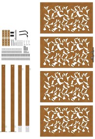 vidaXL Πύλη κήπου 105x205 cm από χάλυβα με φύλλα καιρικές συνθήκες