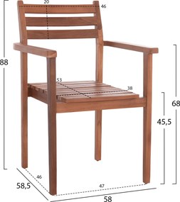 ΠΟΛΥΘΡΟΝΑ KEMPO HM6358 ΞΥΛΟ TEAK ΣΕ ΦΥΣΙΚΟ--58x58,5x88Υεκ.