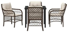 vidaXL Σέτ φαγητού για κήπο με μαξιλάρι 5 pcs Καφέ συνθετικό ρατάν