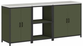 vidaXL Σετ Αποθήκευσης Κουζίνας με ράφι με πόρτα 3 pcs Ελιά Πράσινη