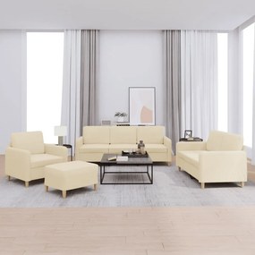 VidaXL Πολυθρόνες Σετ 4 Τεμαχίων Κρεμ από Ύφασμα με Μαξιλάρια