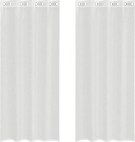 vidaXL Voile κουρτίνες με ροδέλες 2 τεμάχια Λευκό