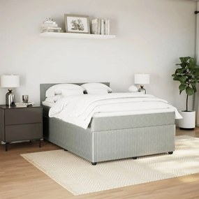 vidaXL Κρεβάτι Boxspring με Στρώμα Ανοιχτό Γκρι 140x200 εκ. Βελούδινο