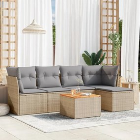 vidaXL Patio Sofa Set 6-θέσια Mix Beige and Light Grey